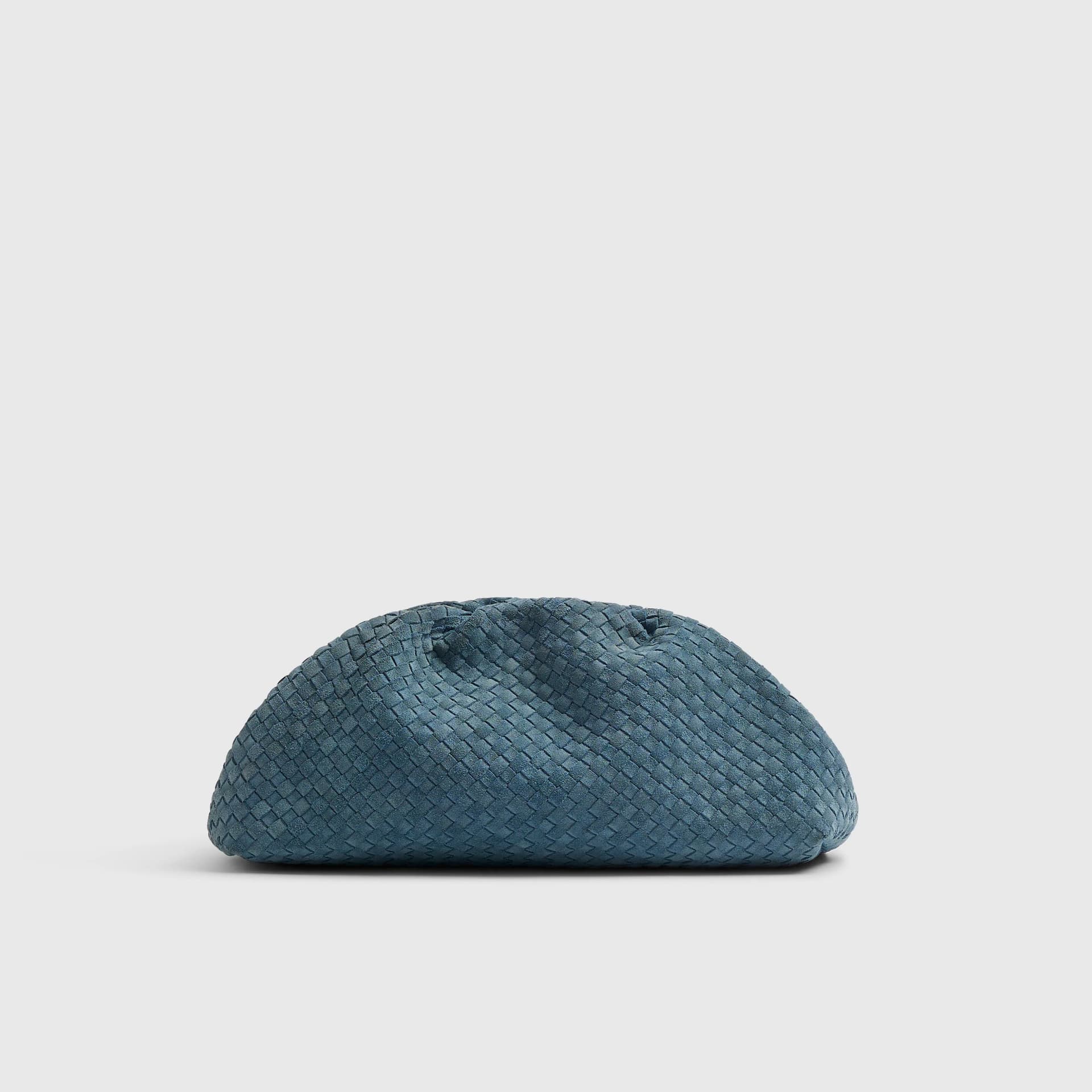 River Island River Island Womens Blue Suede Ruched Woven Clutch Bag