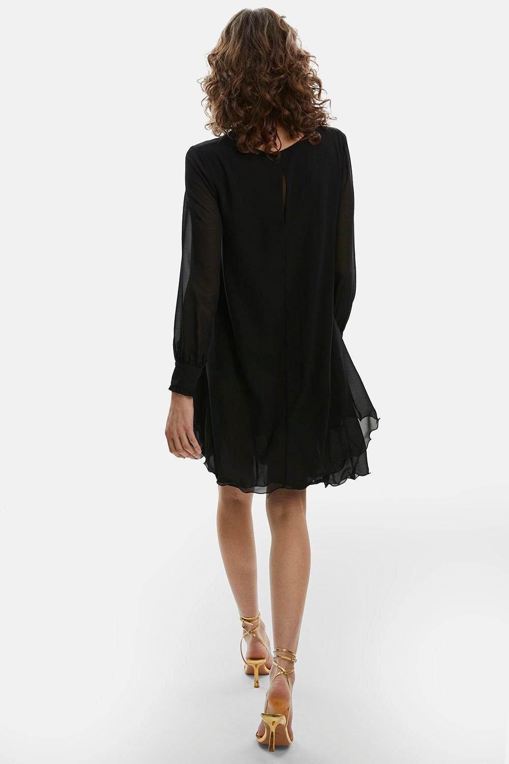 James Lakeland James Lakeland Women's Long Sleeve Navy Wave Hem Dress in Black - 2