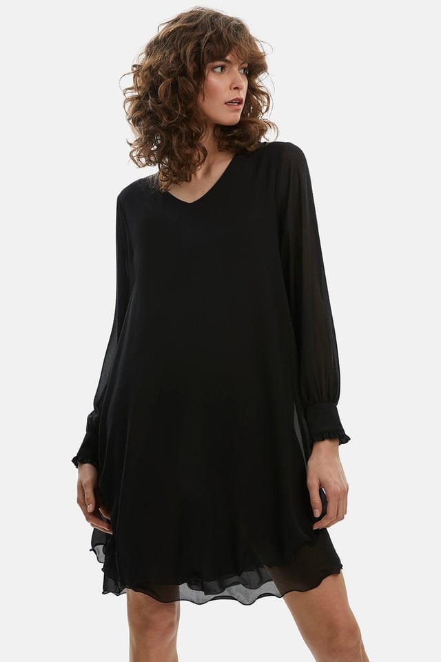 James Lakeland James Lakeland Women's Long Sleeve Navy Wave Hem Dress in Black - 3