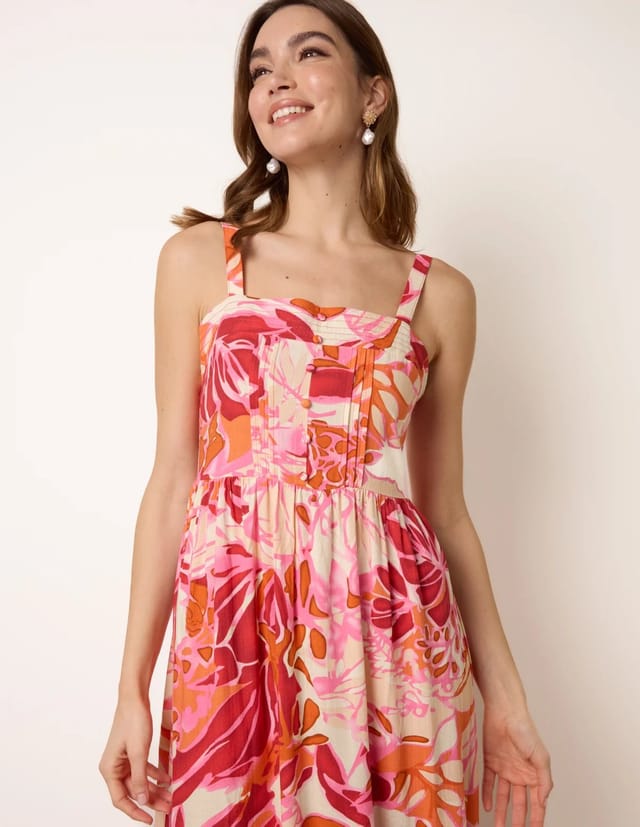 Blue Vanilla Tropical Print Adjustable Strap Maxi Dress - 2