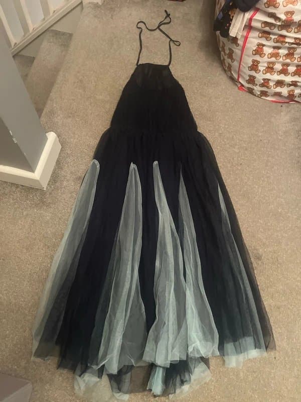 ASOS Blue and navy tulle halter midi dress