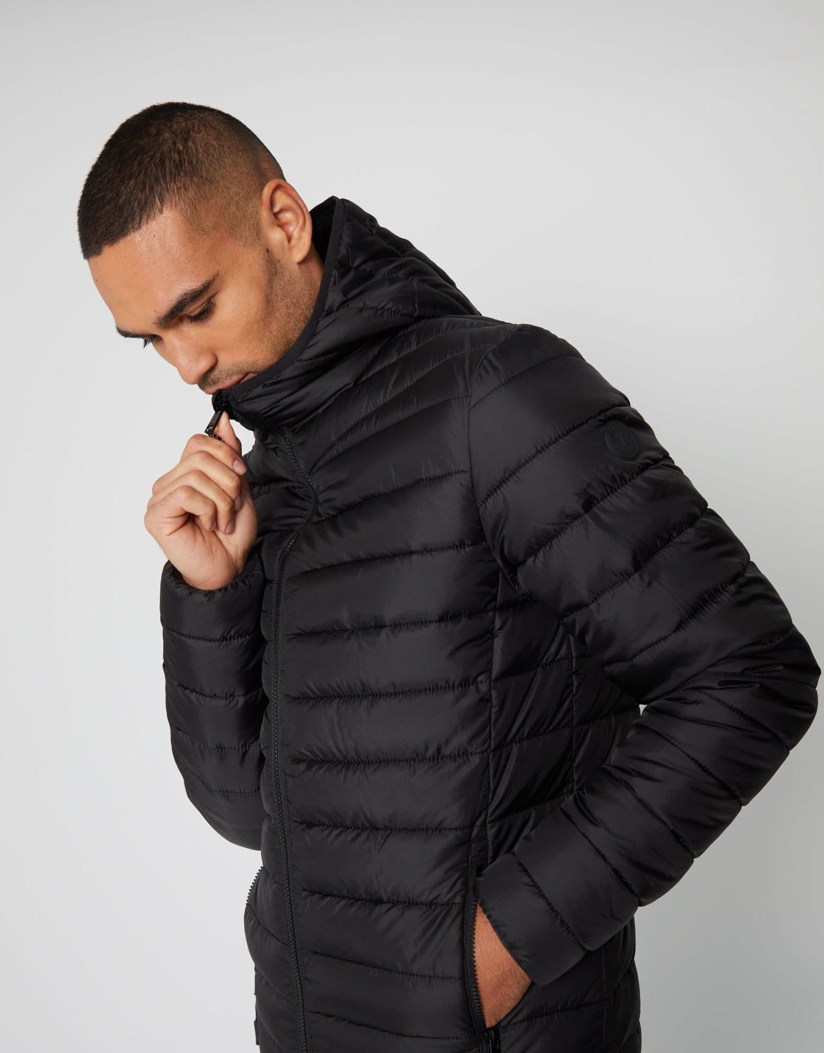 Threadbare threadbare Men's Matte Finish Padded Hooded Jacket in Black
