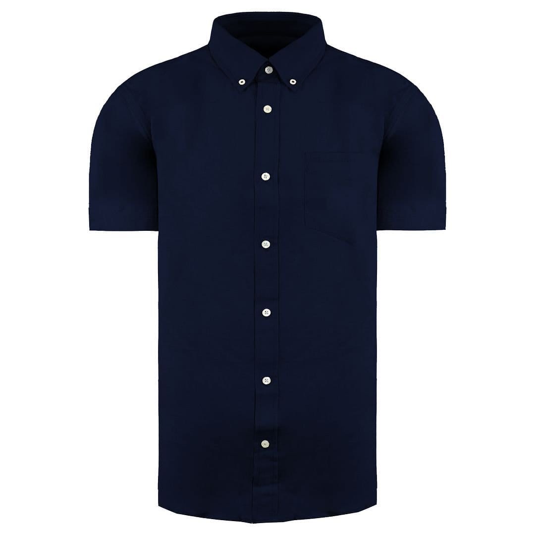 Ben Sherman Ben Sherman Men's Short Sleeve Collared Navy Blue Oxford Shirt - 1