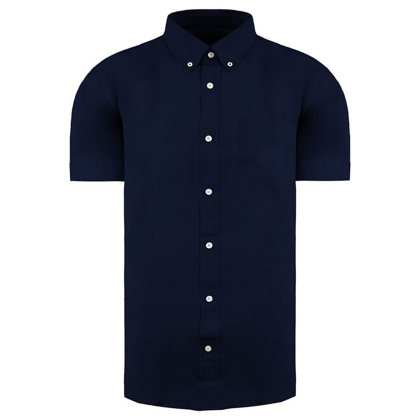 Ben Sherman Ben Sherman Men's Short Sleeve Collared Navy Blue Oxford Shirt - 1
