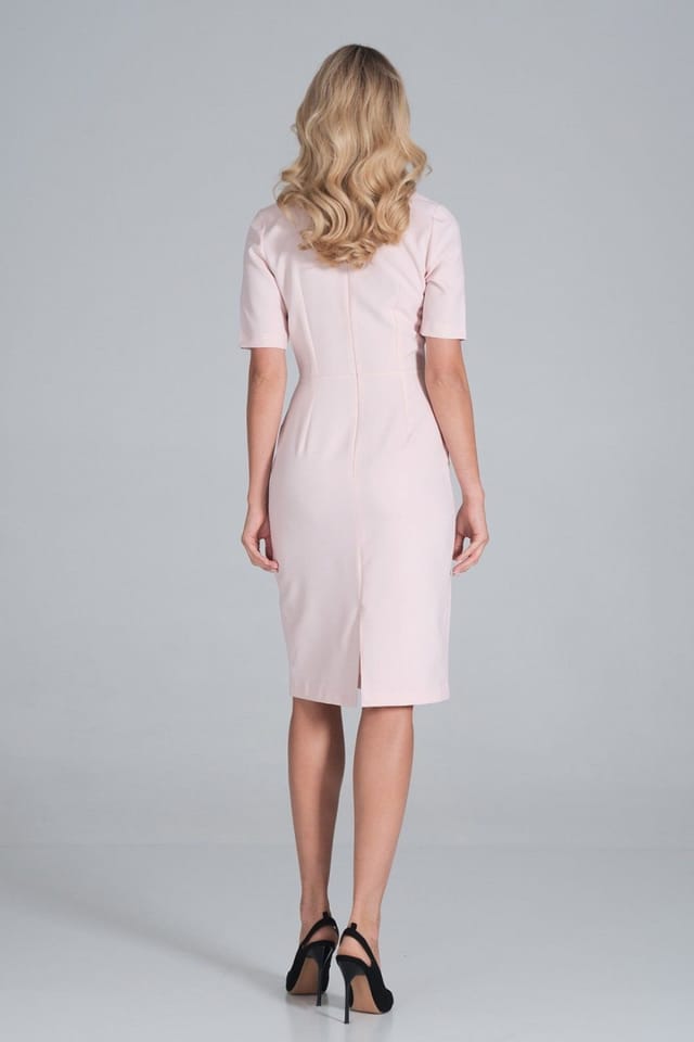 Love Lace Love Lace Women's Midi Pencil Dress Envelope Neck Short Sleeve in Pink - 3