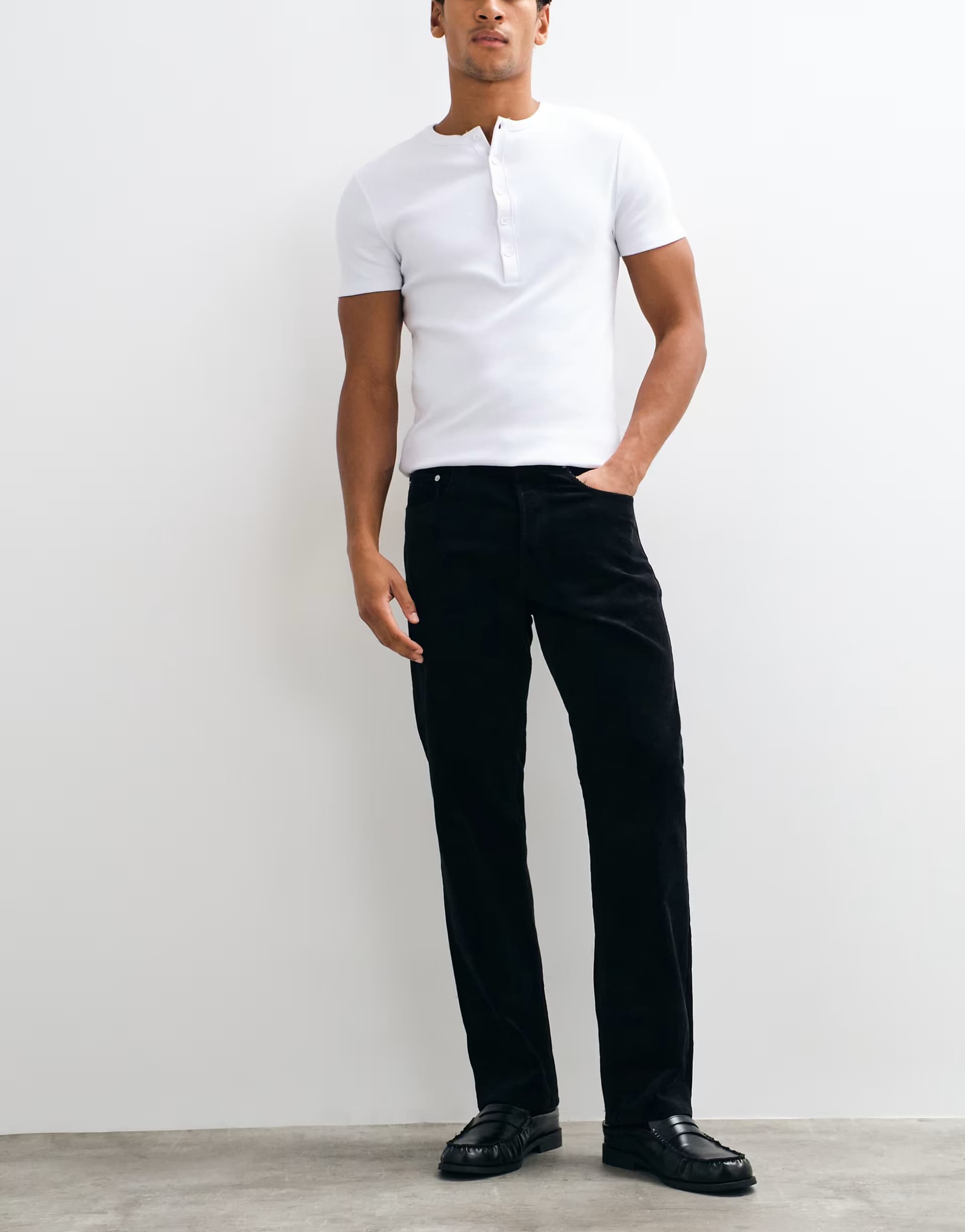 ASOS ARKET Ocean cord straight fit trousers in black