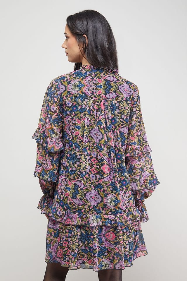 Oasis Oasis Women's Printed Boho Ruffle Button Down Mini Dress - 3