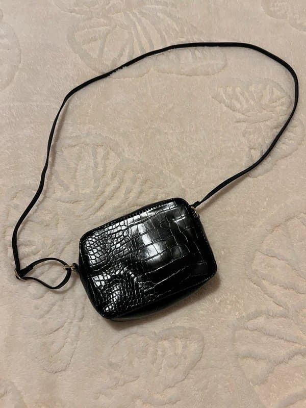 ASOS Black croc texture faux leather crossbody bag