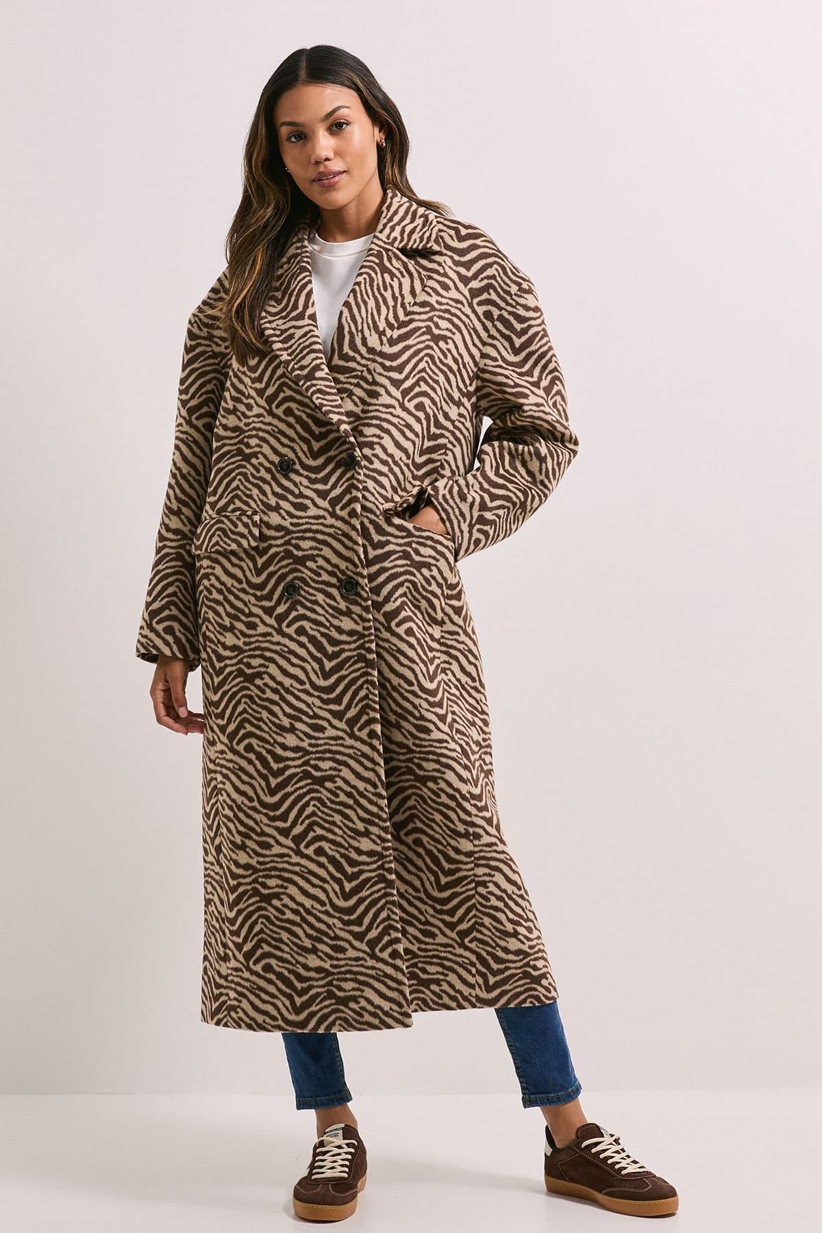 Dorothy Perkins Dorothy Perkins Women's Wide Collar Animal Print Coat