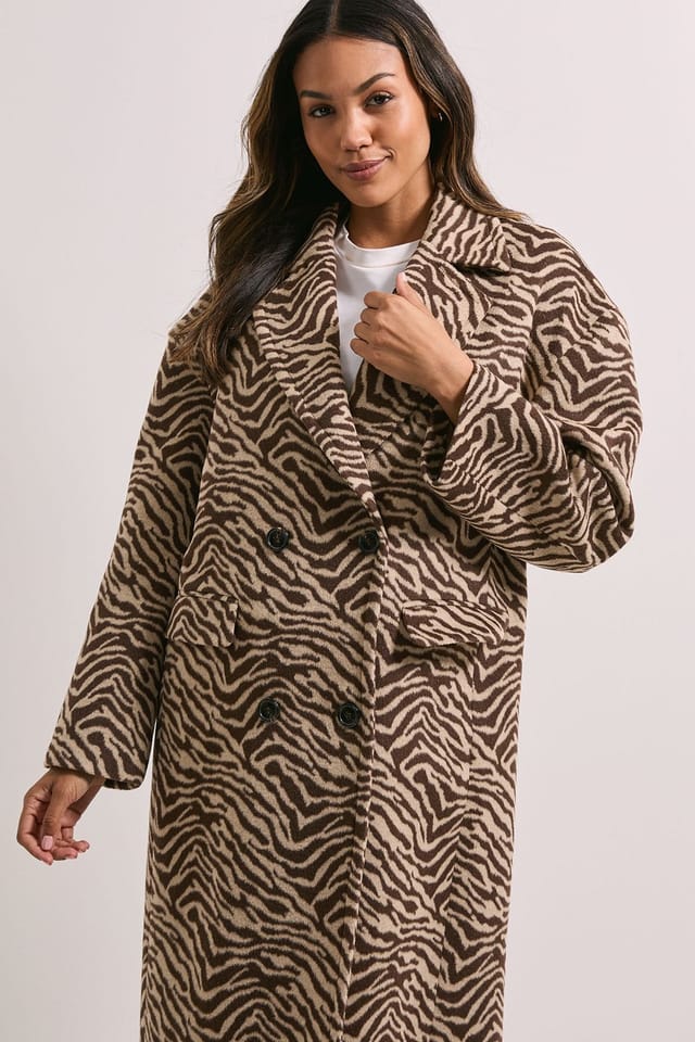 Dorothy Perkins Dorothy Perkins Women's Wide Collar Animal Print Coat - 2