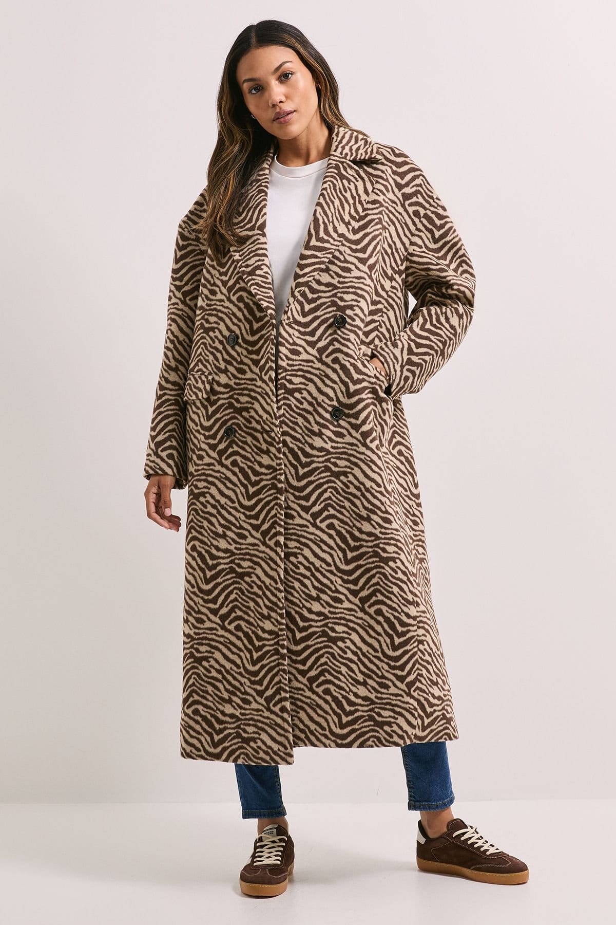 Dorothy Perkins Dorothy Perkins Women's Wide Collar Animal Print Coat - 4
