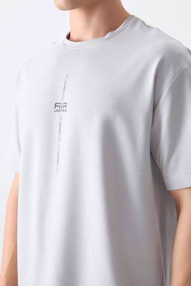Tommy Life Tommy Life Men's Oversized Printed Crew Neck T-Shirt in Light Grey - 3