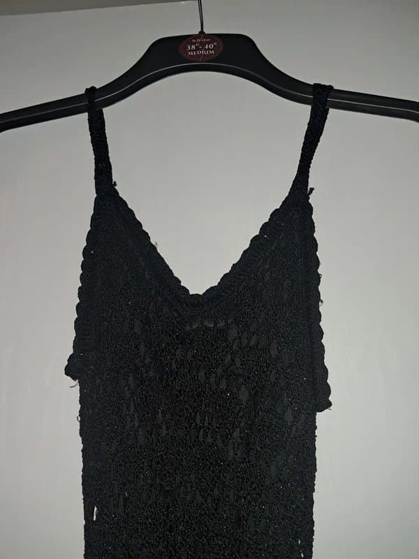Topshop Y2K black crochet topshop dress size 8 strappy christmas party