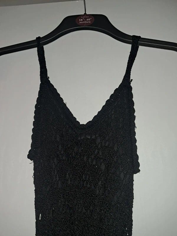 Topshop Black Crochet Strappy Dress Size 8