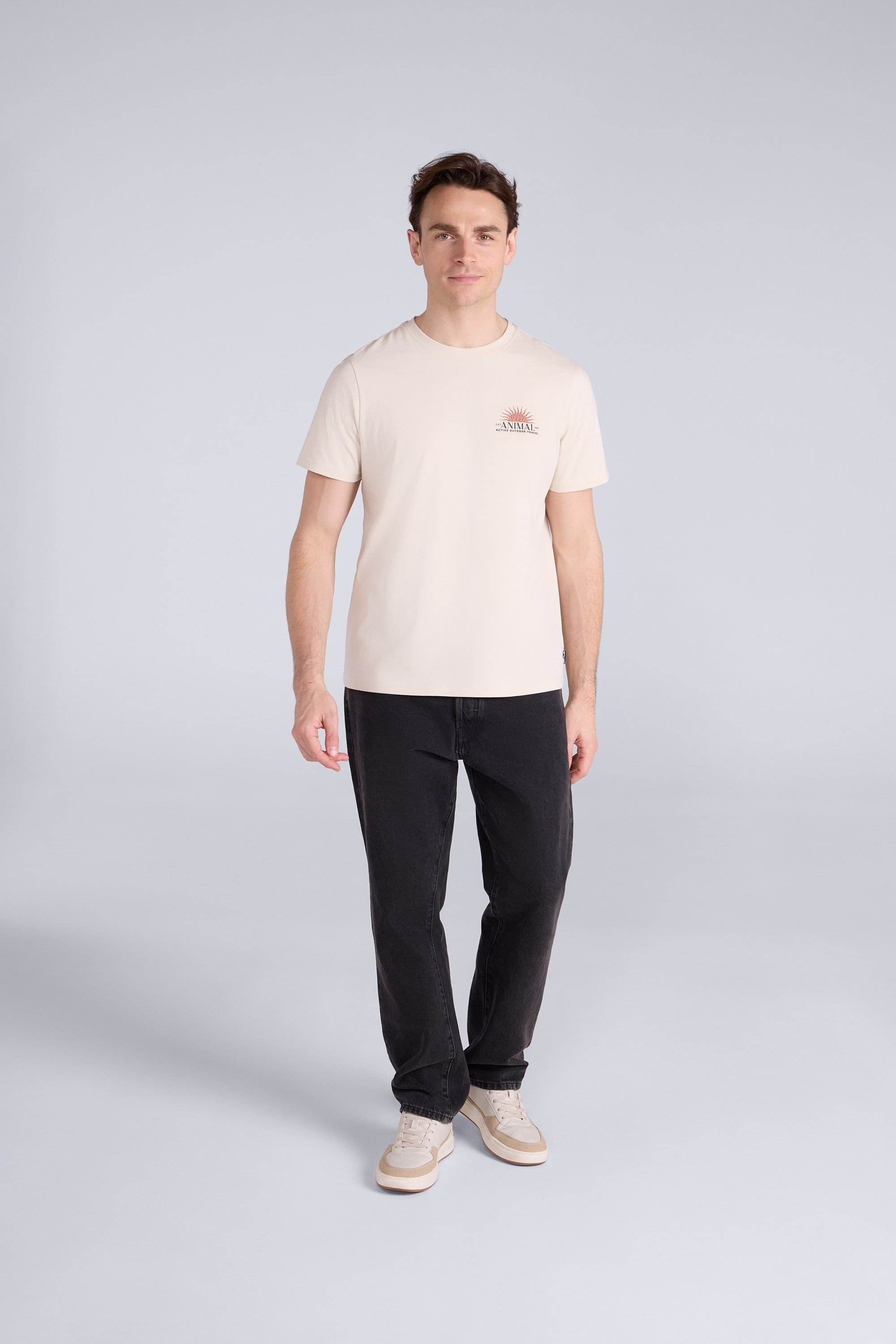 Animal Animal Men's 'Jacob' Short Sleeve Relaxed Fit Lightweight Casual Cotton T-Shirt in Medium Beige - 2