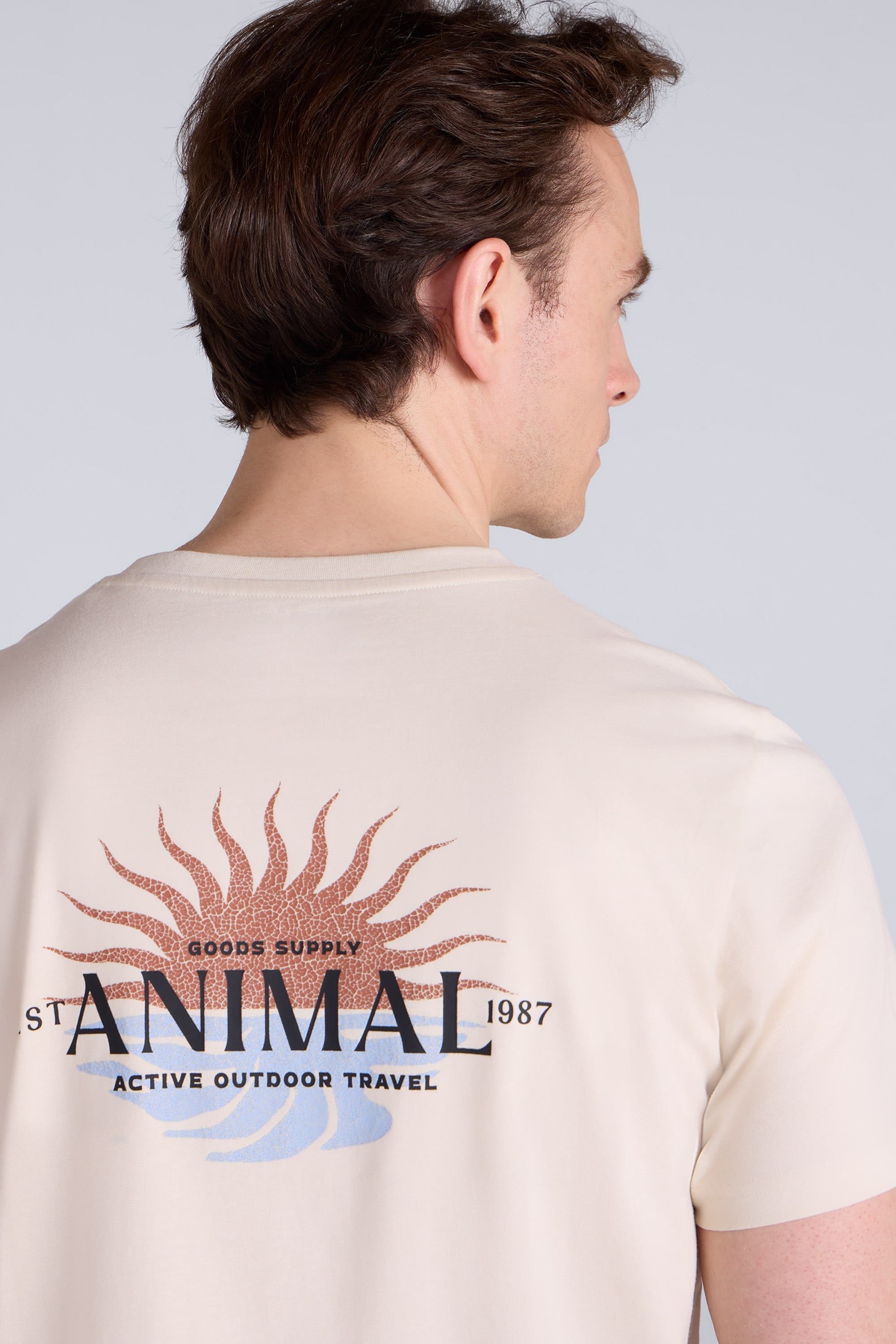 Animal Animal Men's 'Jacob' Short Sleeve Relaxed Fit Lightweight Casual Cotton T-Shirt in Medium Beige - 3