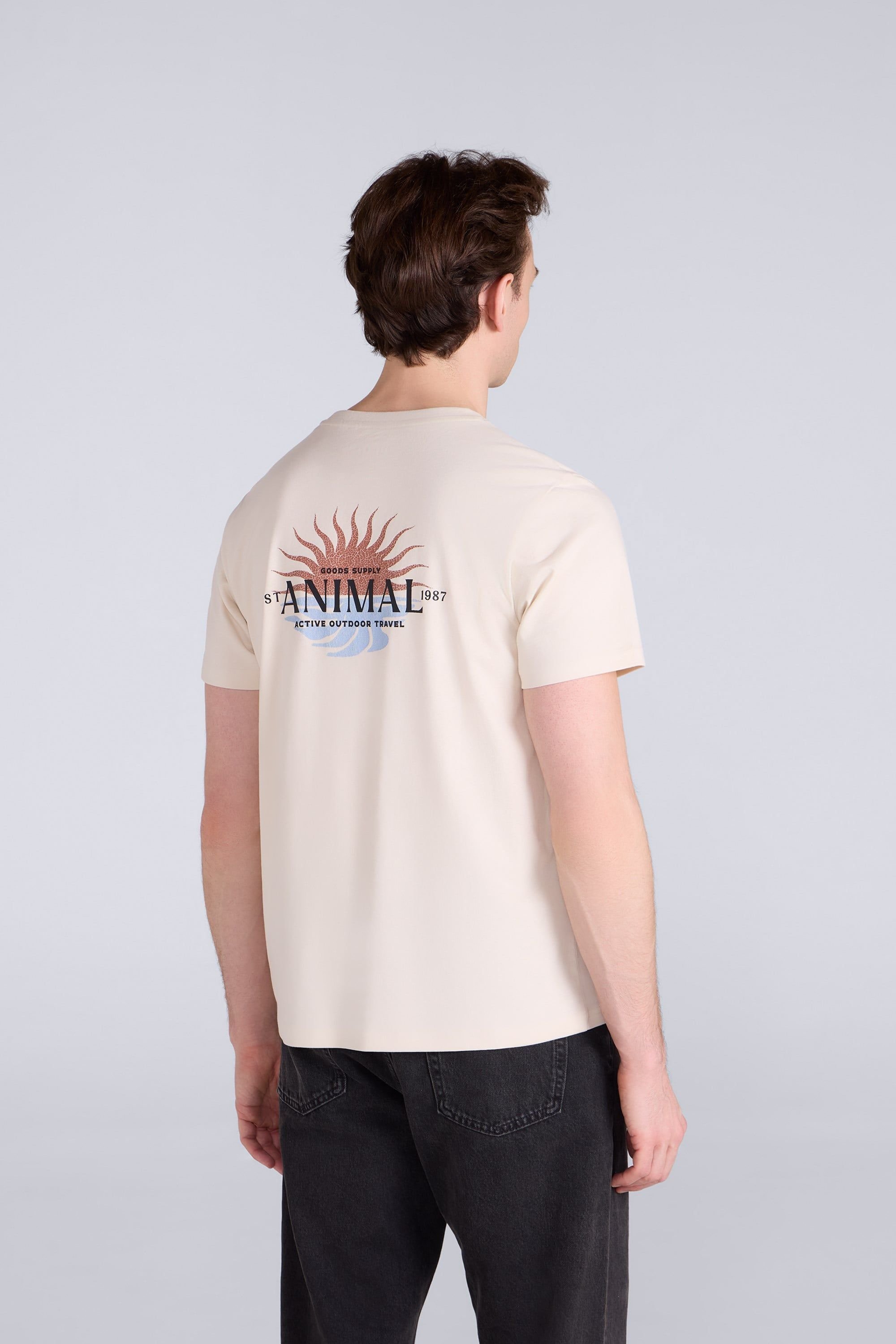 Animal Animal Men's 'Jacob' Short Sleeve Relaxed Fit Lightweight Casual Cotton T-Shirt in Medium Beige - 4