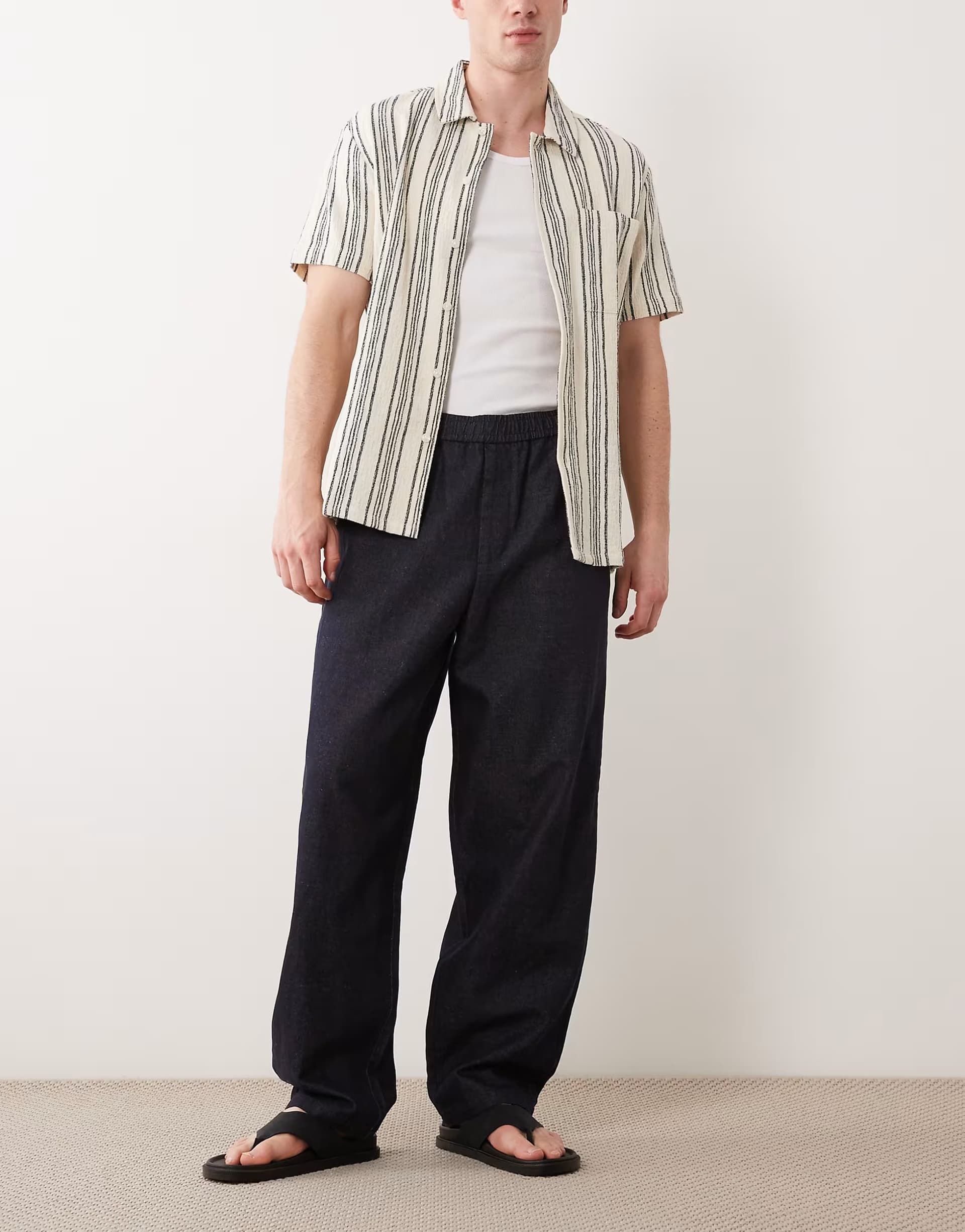ASOS Selected linen blend barrel trousers in indigo wash
