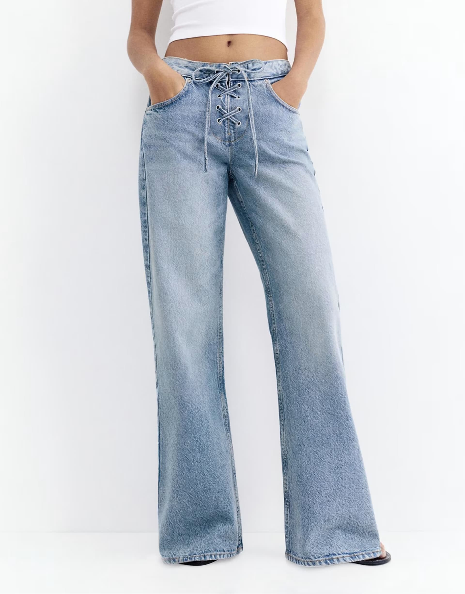 ASOS Pull&Bear Flared jeans with corsair detail in pale blue