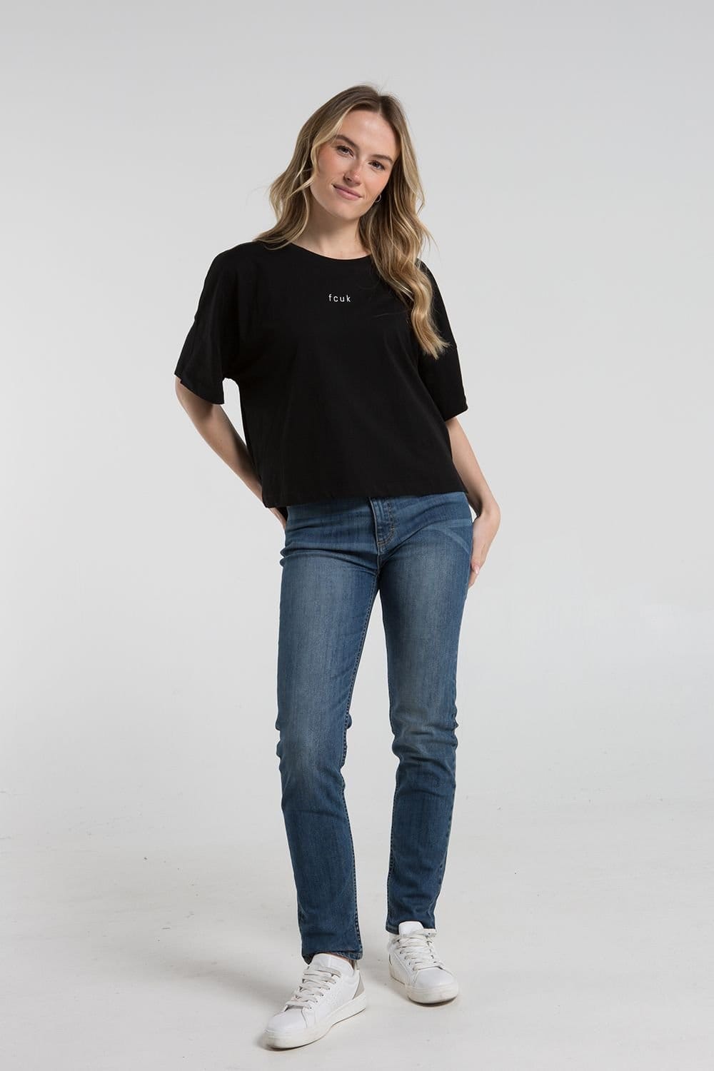 French Connection French Connection Women's 2 Pack FCUK Cotton Crew Neck Boxy Fit Short Sleeve T-Shirts in Black - 4