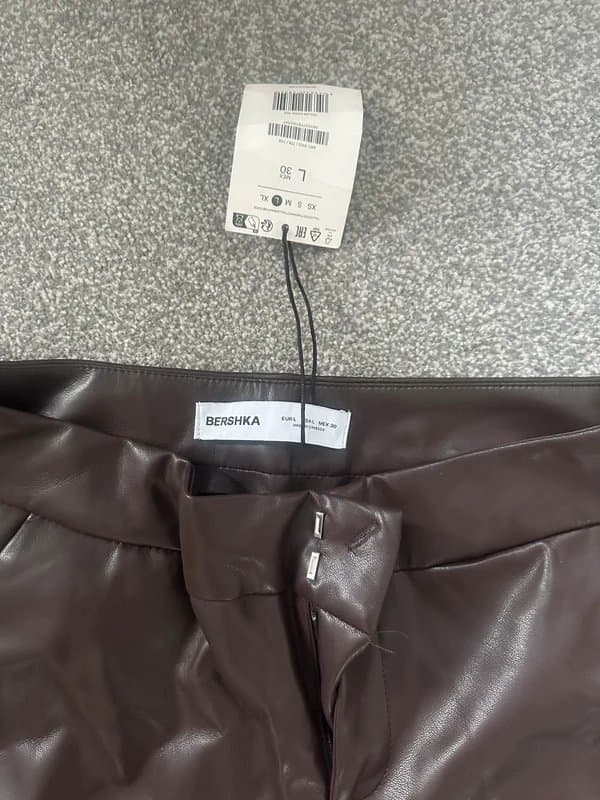 Bershka Brown leather flared trousers