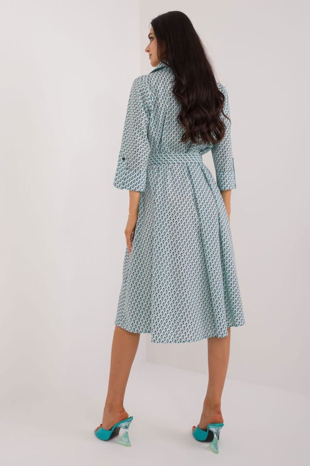 Love Lace Love Lace Women's Midi Flared Shirt Dress with Pockets in Green - 3