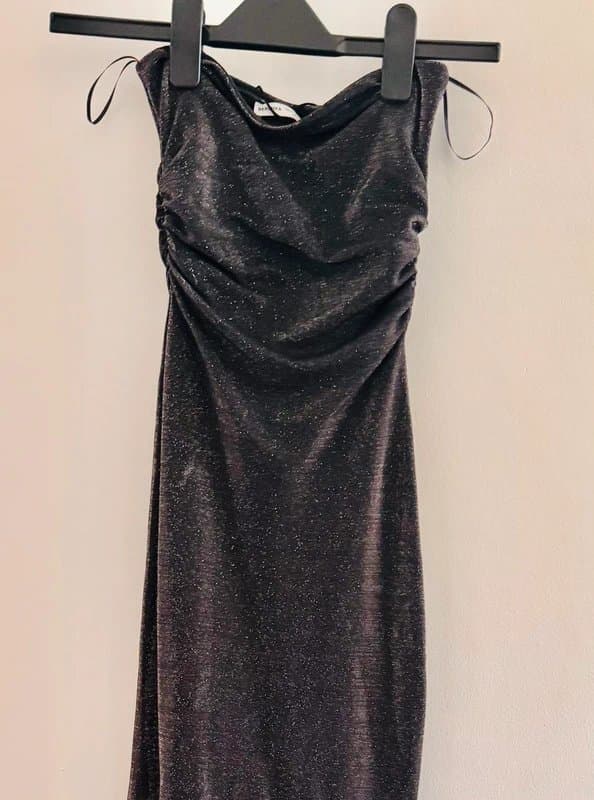 Bershka Bershka Black Shimmer Maxi Dress – size XS