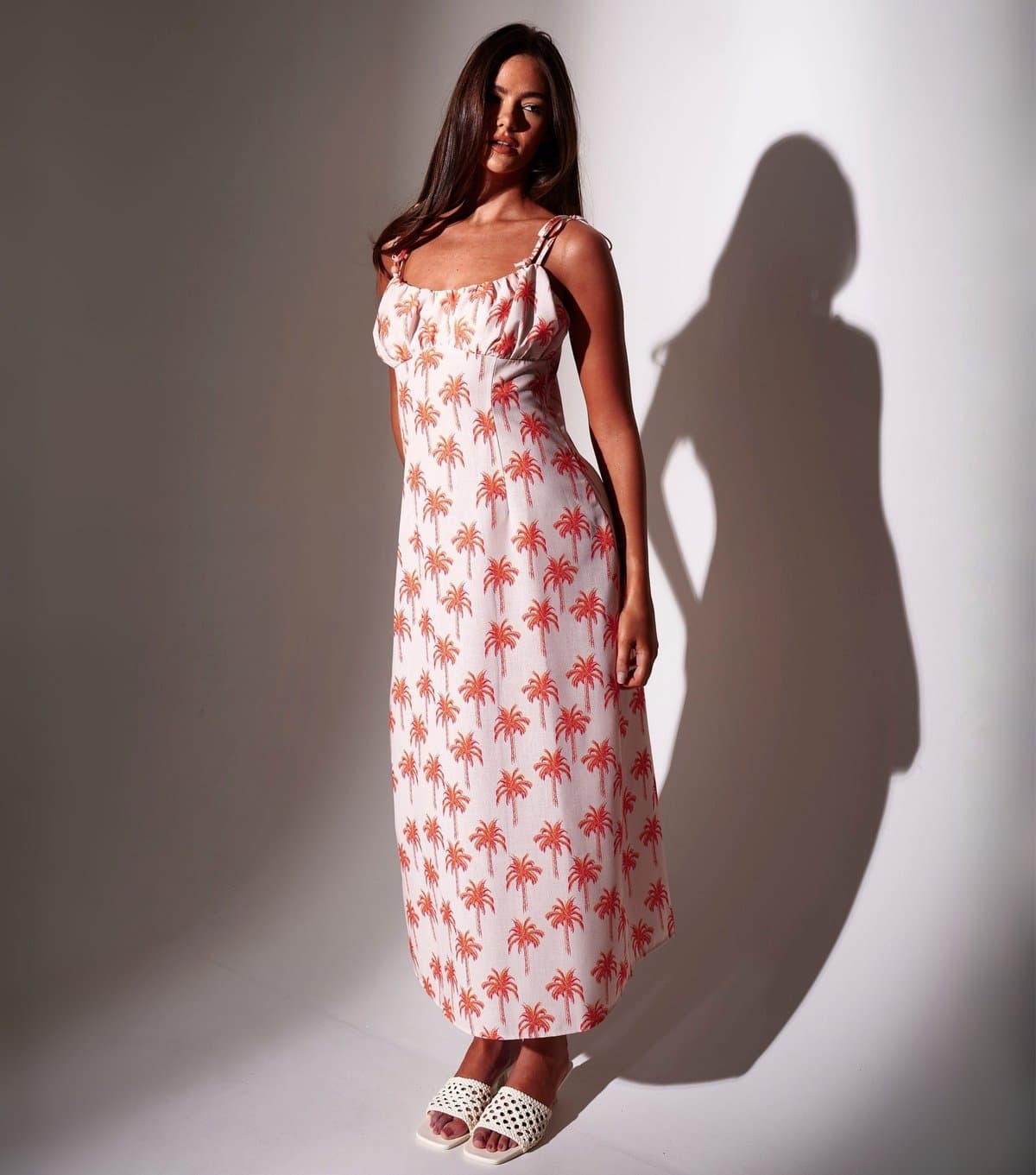 South Beach Women's White Palm Tree Print  Maxi Dress South Beach New Look