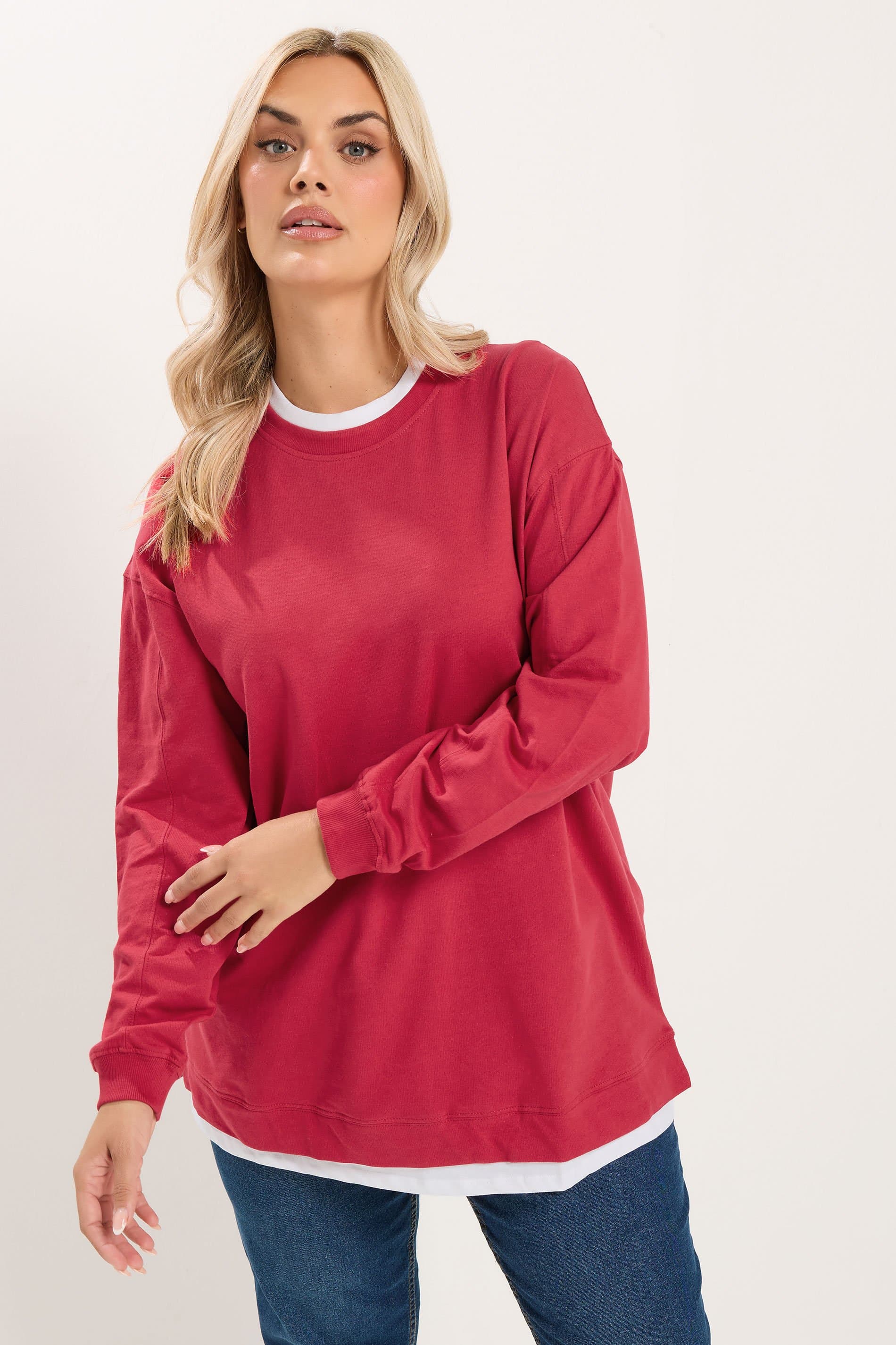 Yours Plus Size Red 2In1 Sweatshirt
