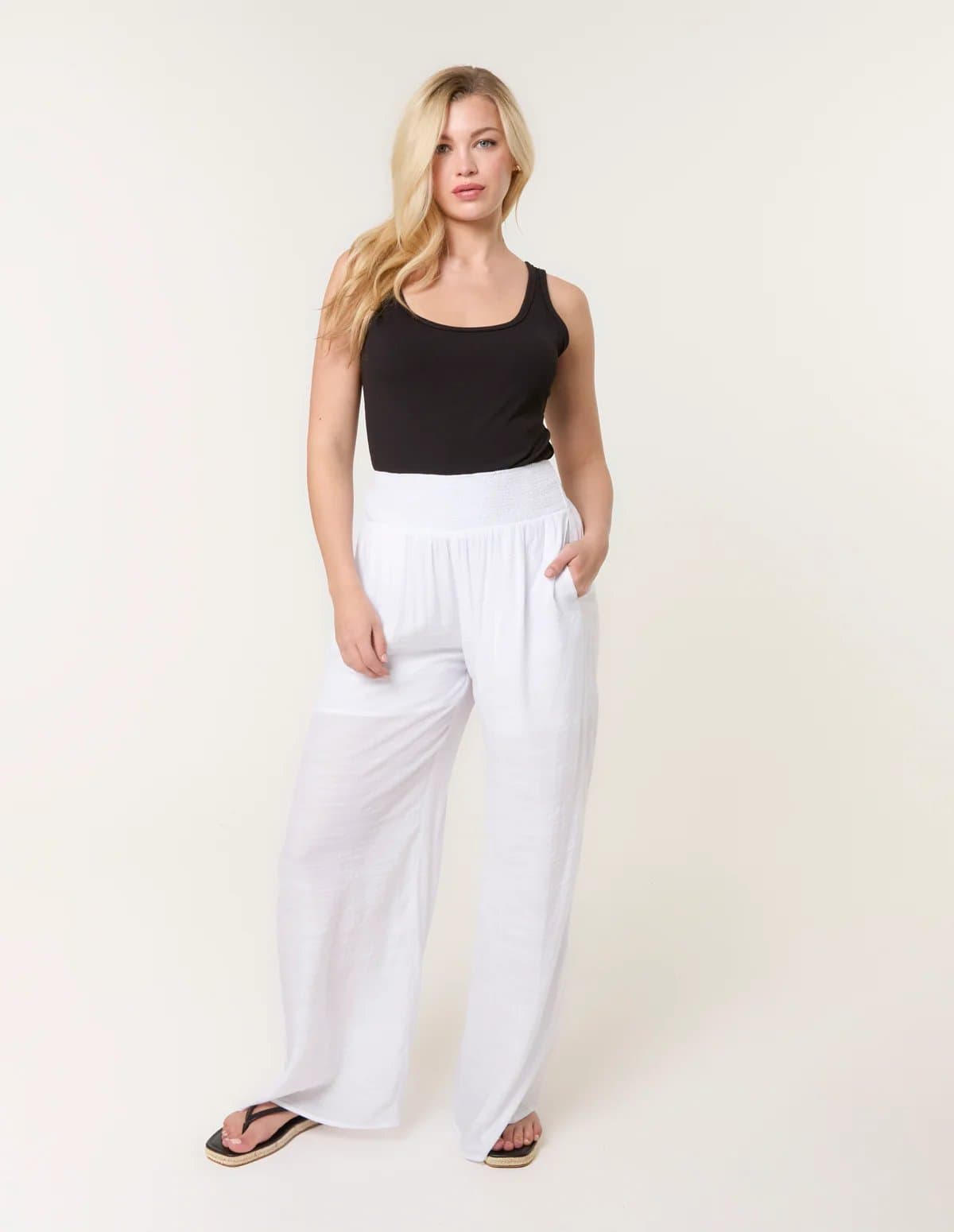 Blue Vanilla Shirred Trousers