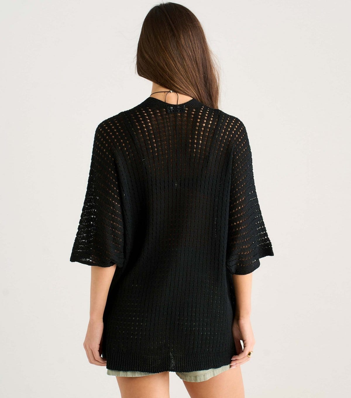 Gini London Women's Black Crochet Open Front Cardigan Gini London New Look - 4