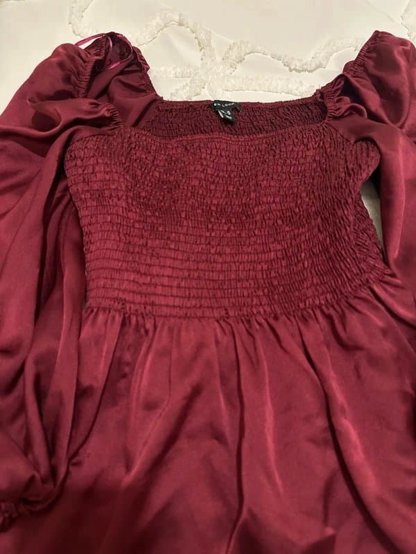 New Look Red silk peplum top