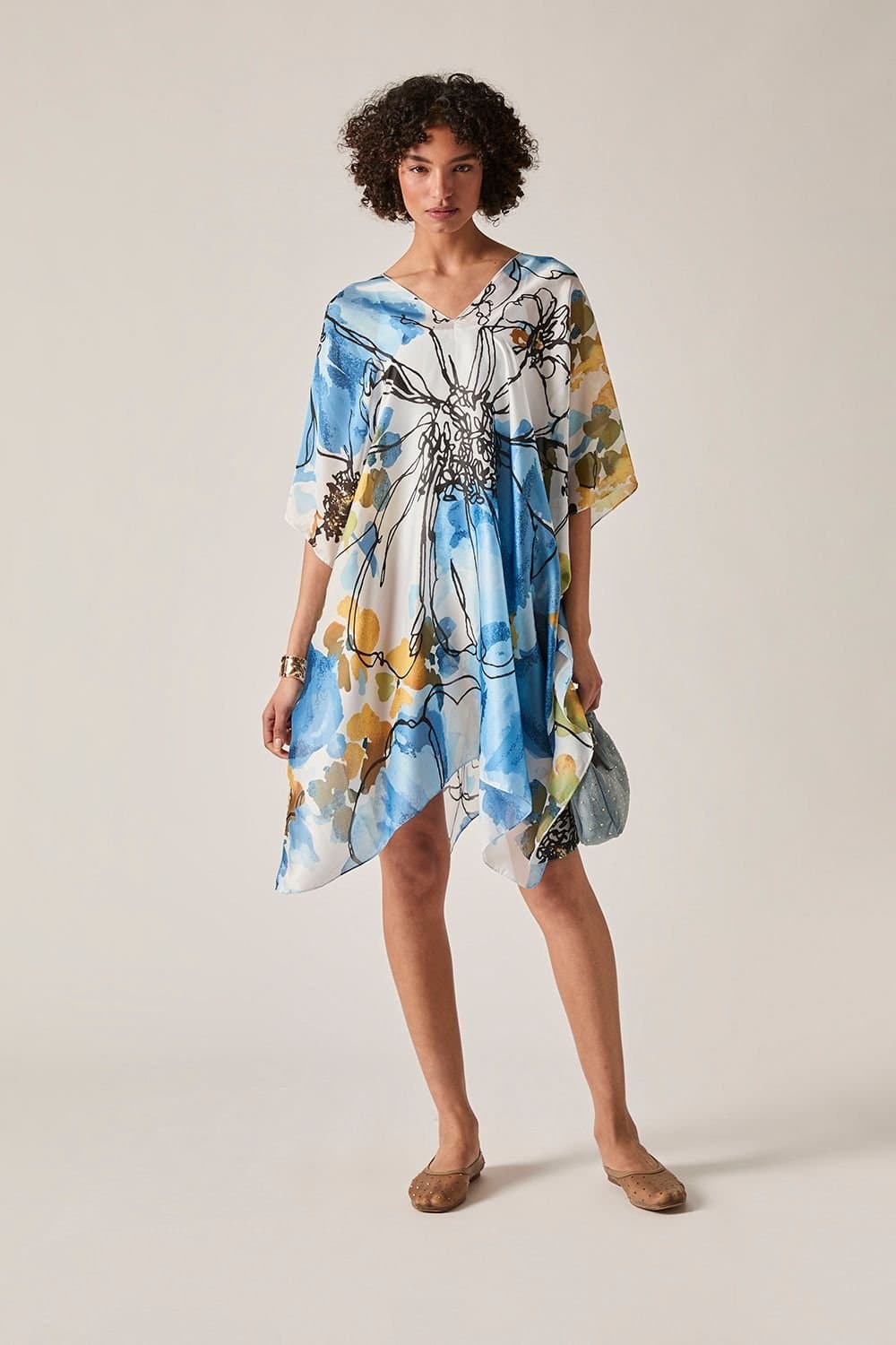 James Lakeland James Lakeland Women's Blue Floral Sketch Kaftan