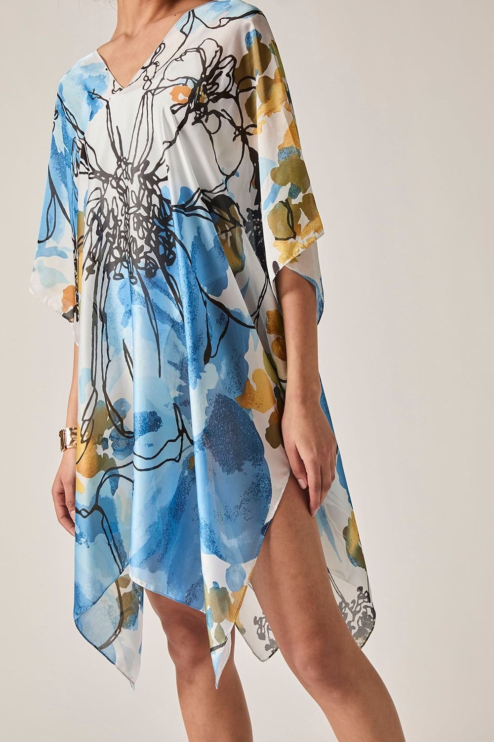 James Lakeland James Lakeland Women's Blue Floral Sketch Kaftan - 4