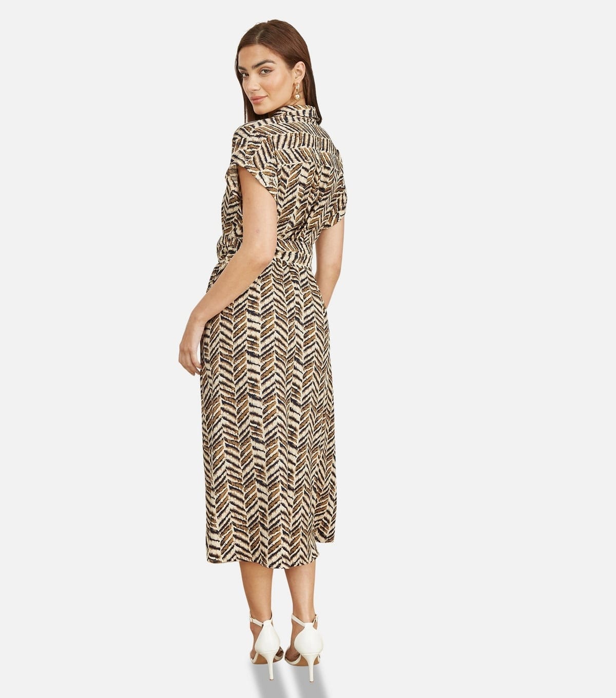 Yumi Women's Black Chevron Print Shirt Dress Yumi New Look - 4