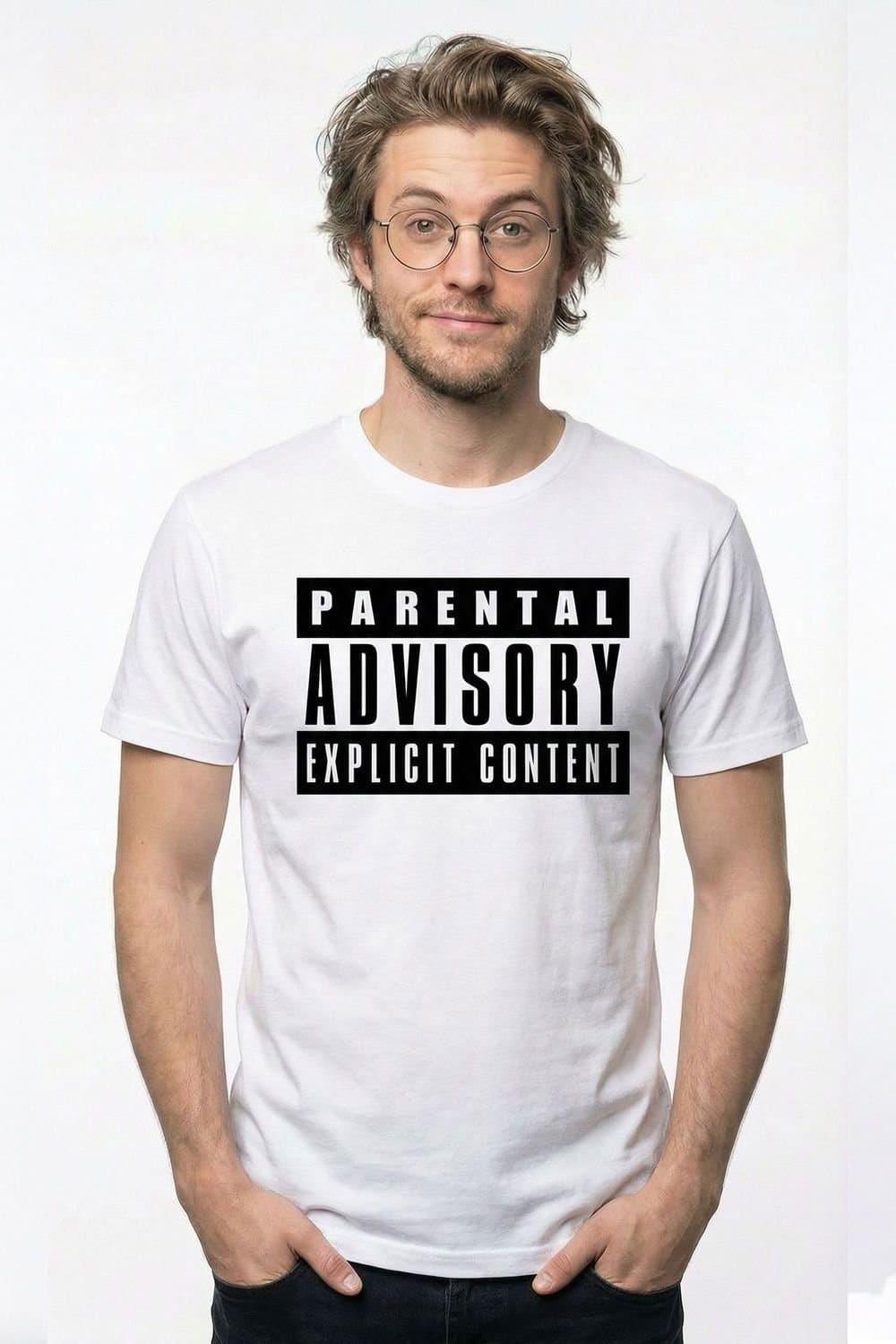 Parental Advisory Parental Advisory Men's Explicit Content T-Shirt in White