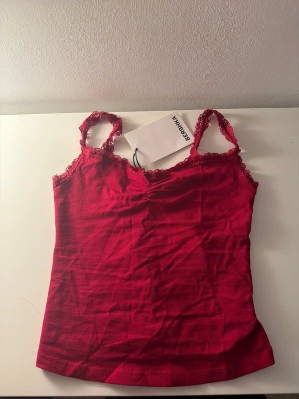 Bershka bershka red lace tank top