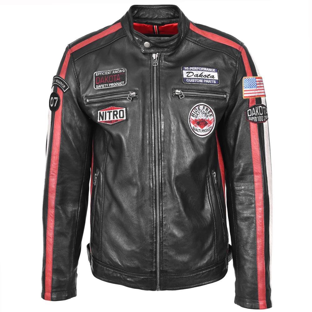 House of Leather House of Leather Men's Mens Real Leather Biker Jacket Motorsport Racing Style Bobby in Black - 4