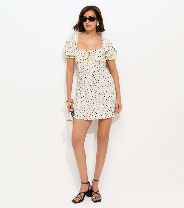 New Look Women's White Spot Print Milkmaid Mini Dress New Look - 2