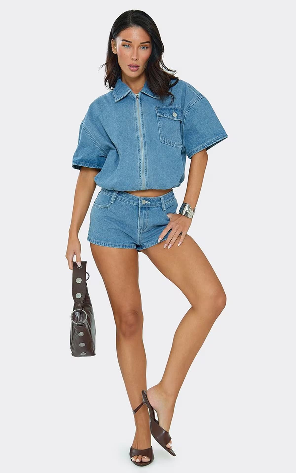 EGO Low Rise Mini Shorts Light Blue Denim, Women's Size UK 6