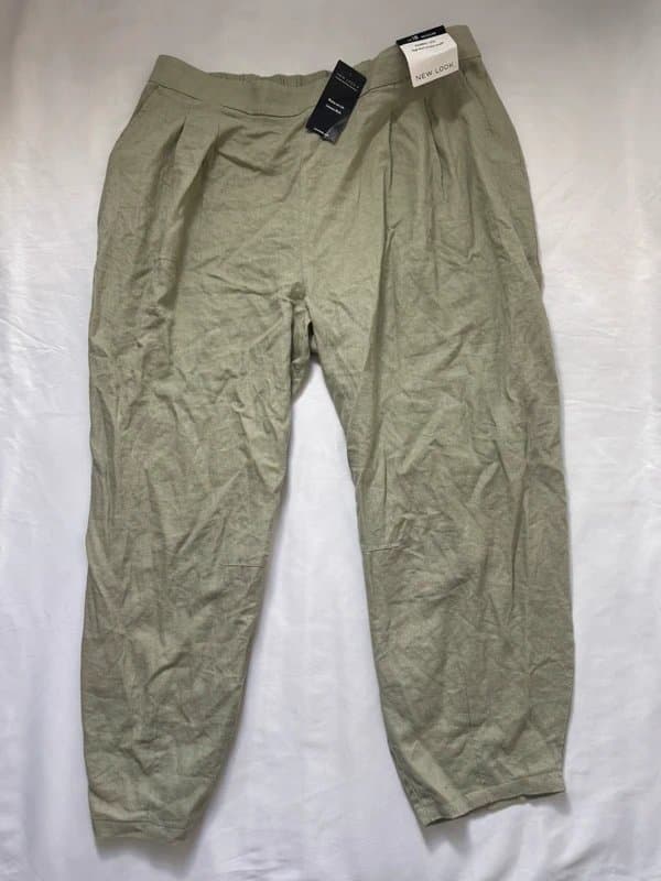 New Look Khaki linen blend barrel leg trousers from New Look