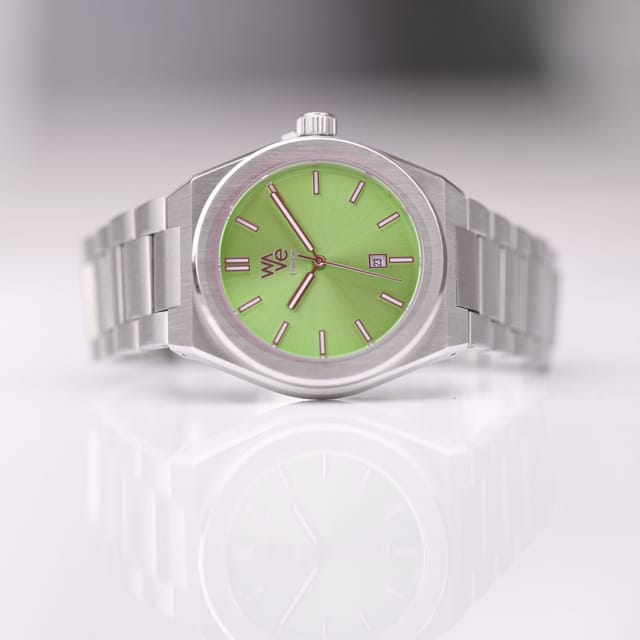 Wear We Met Wear We Met Men's Personalised Wave Watch - Engraved in Light Green - 3