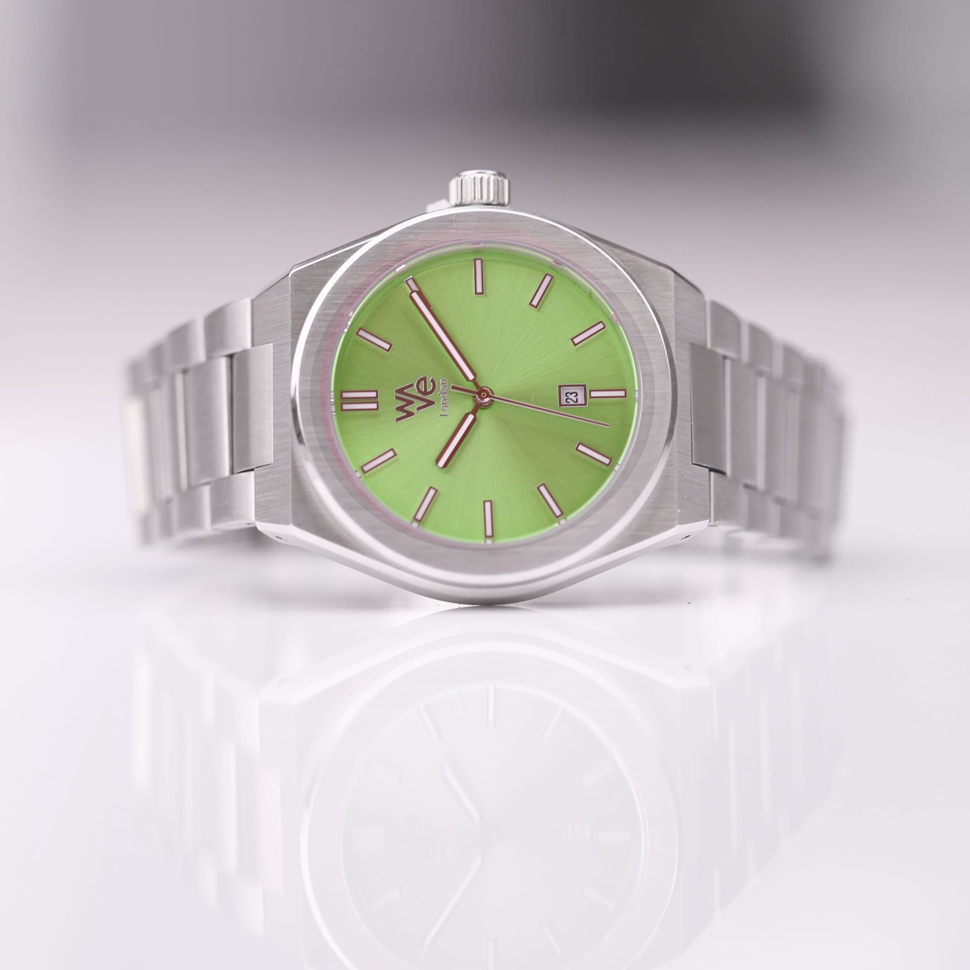Wear We Met Wear We Met Men's Personalised Wave Watch - Engraved in Light Green - 4