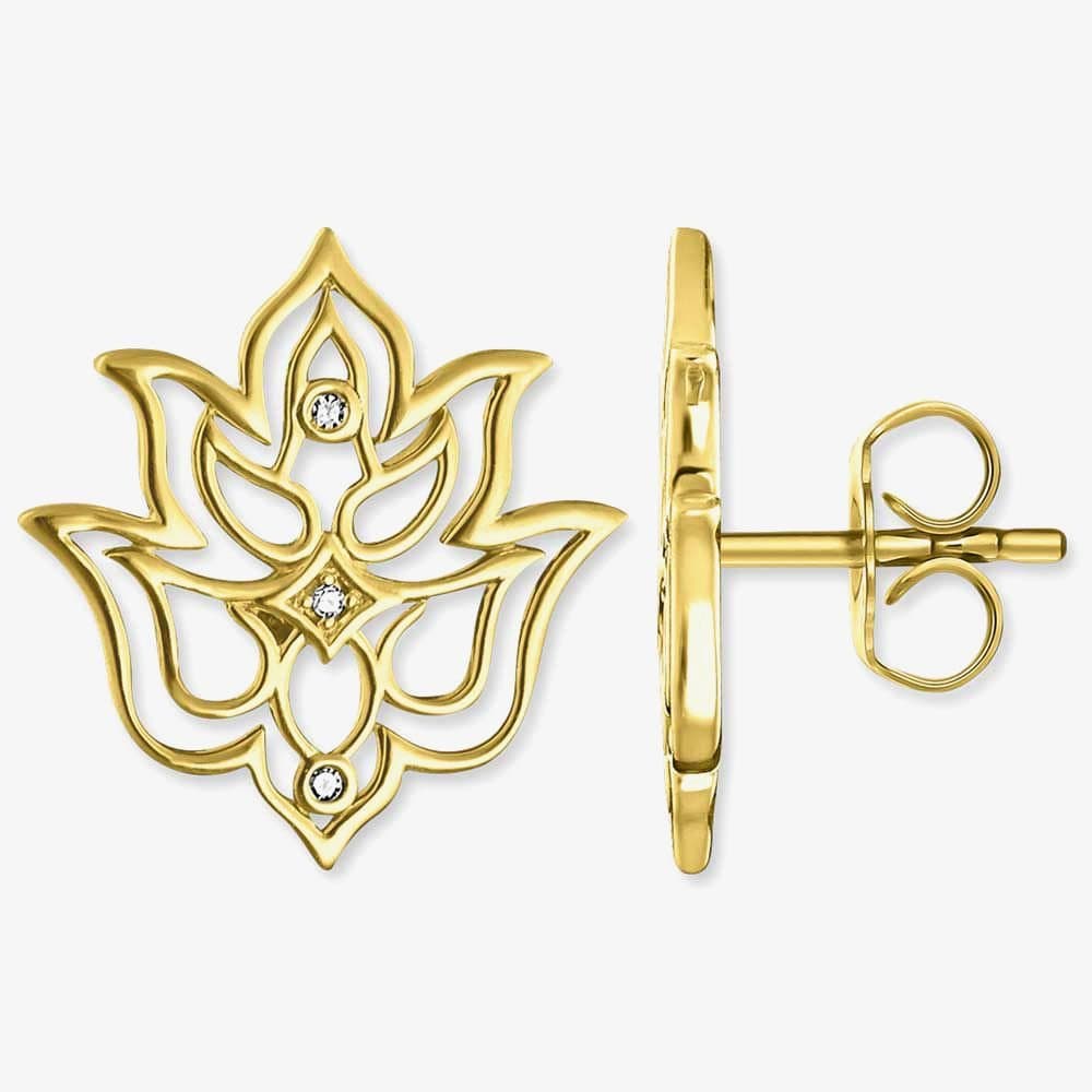 Thomas Sabo THOMAS SABO Women's Gold Plated Diamond Lotus Flower Ornamentation Earrings D_H0007-924-39