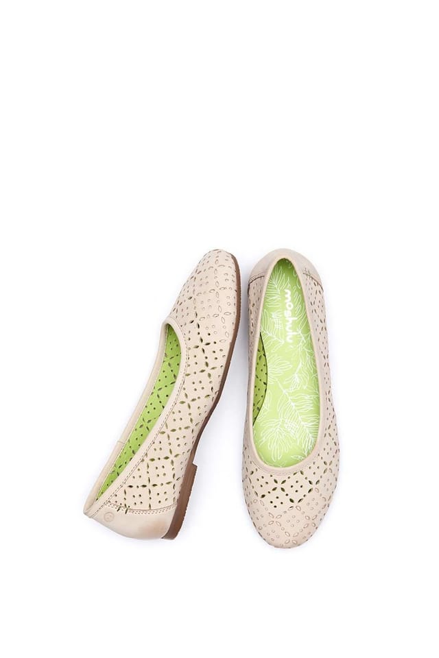 Moshulu Moshulu Women's 'Senara' Punched Pattern Ballerina Pumps in Light Beige - 2