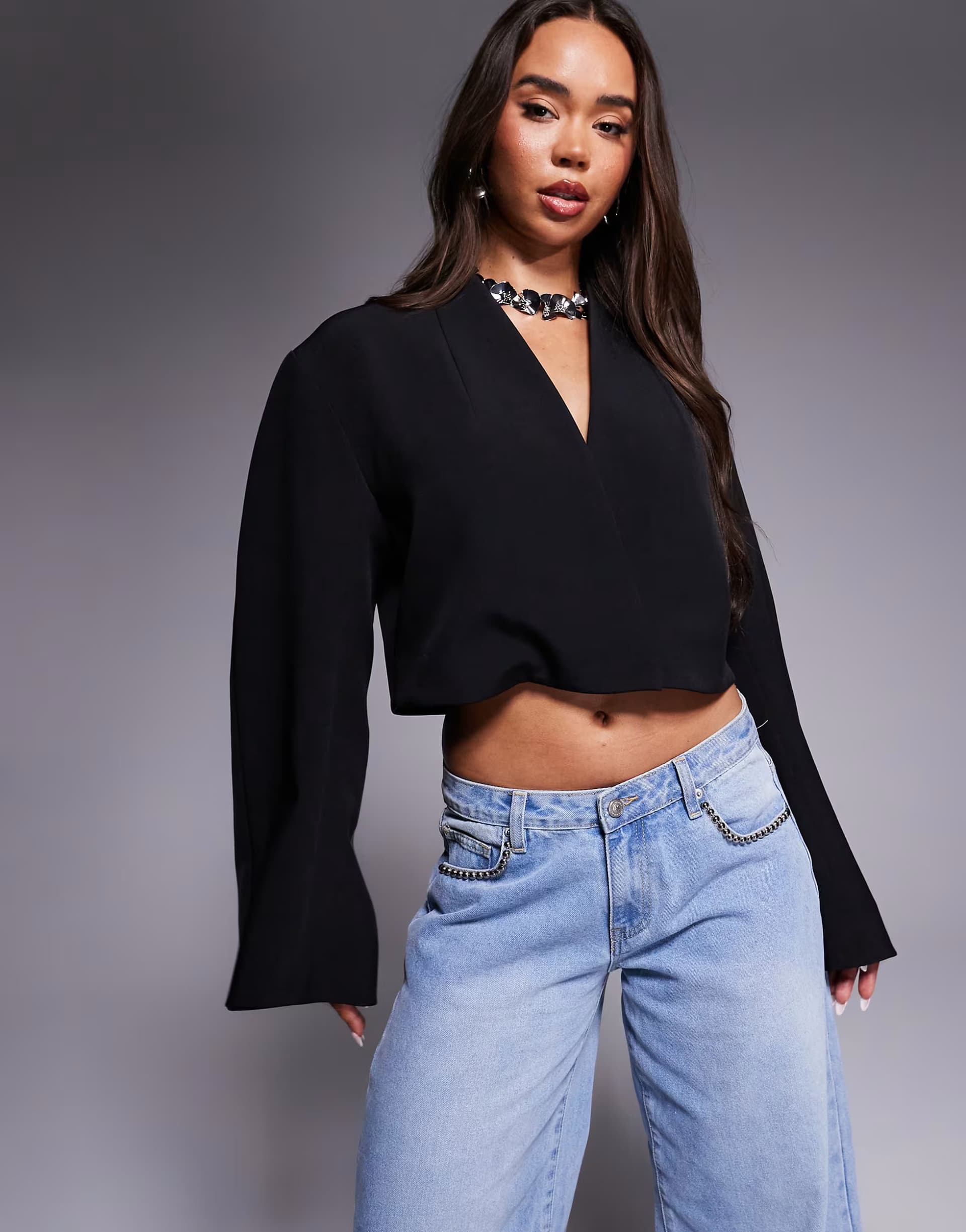 ASOS ASOS DESIGN boxy moulded sleeve blazer in black