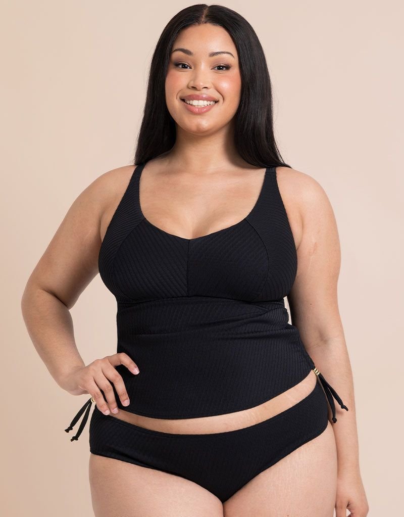 Curvy Kate Curvy Kate Women's Jet Set Multiway Tankini Top Drawstring in Black - 1