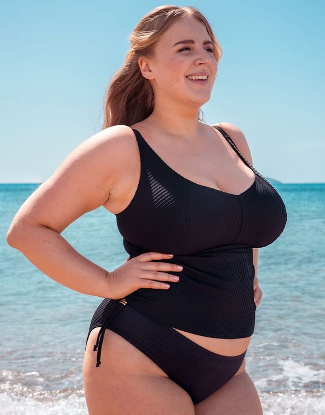 Curvy Kate Curvy Kate Women's Jet Set Multiway Tankini Top Drawstring in Black - 2