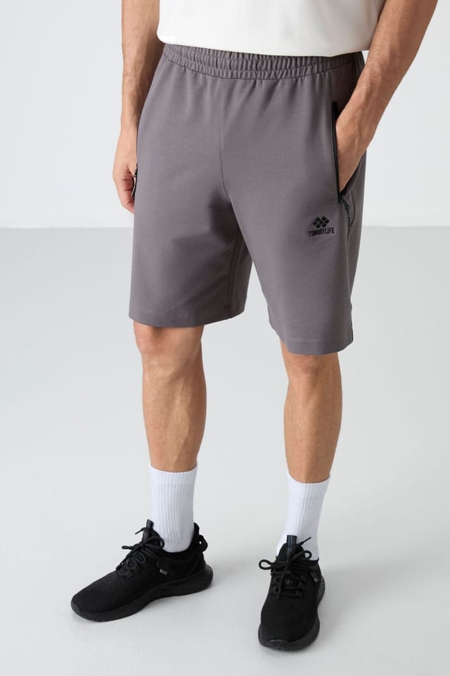 Tommy Life Tommy Life Men's Regular-fit Knit Sweat Shorts in Charcoal - 3