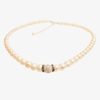 T.H.Baker T.H.Baker Women's T H Baker Silver White Simulated Pearl Cubic Zirconia Ball Necklace N-1127-1